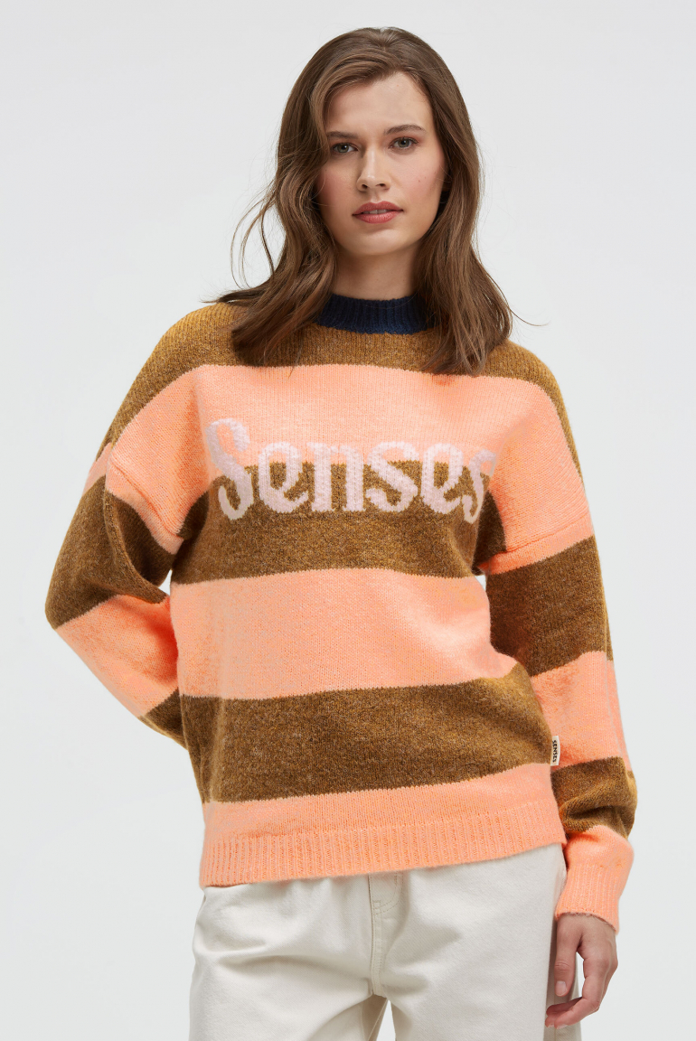 Pullover KA:MILE mit Streifenmuster und Intarsia-Design