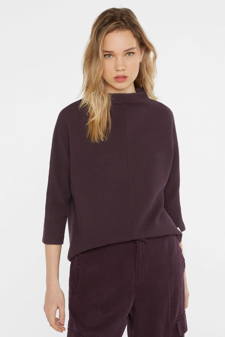 Strukturiertes Shirt mit Stehkragen