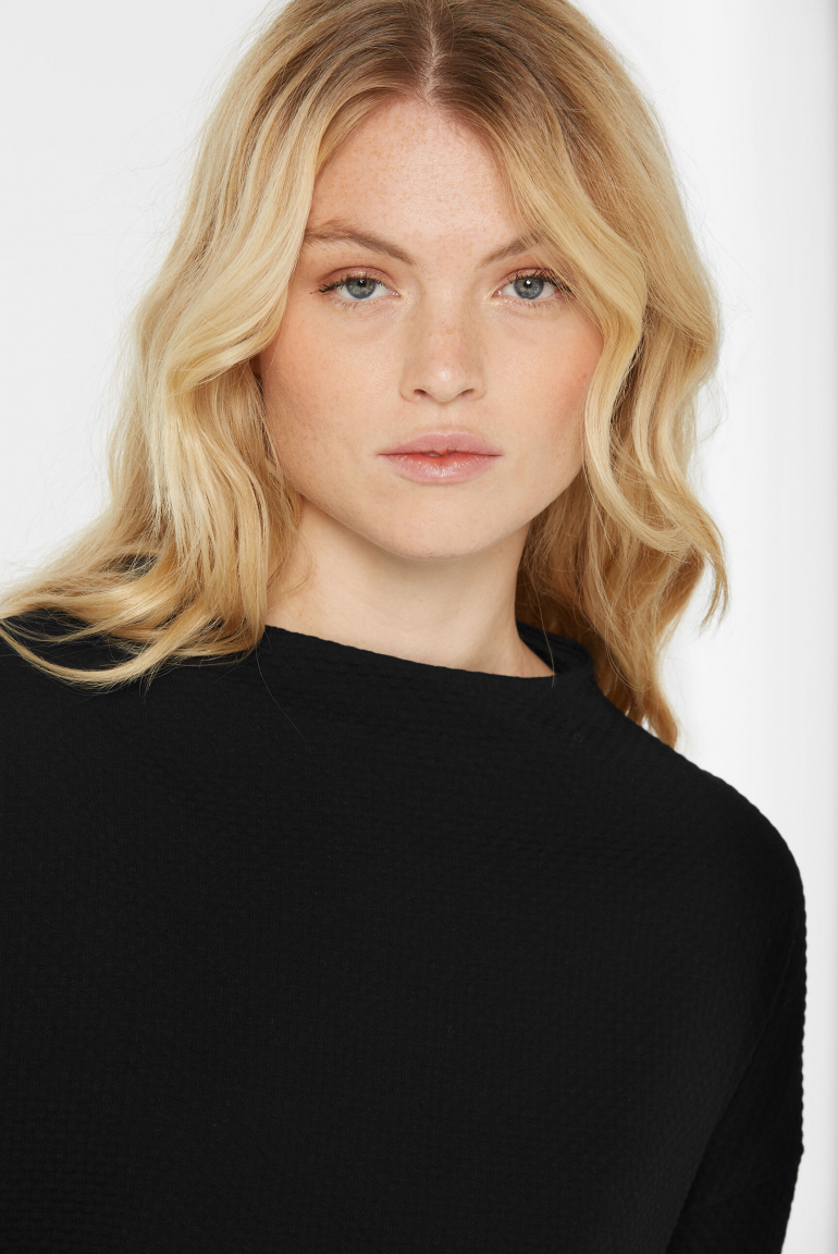 Strukturiertes Shirt TEE:GAN mit Mock-Kragen