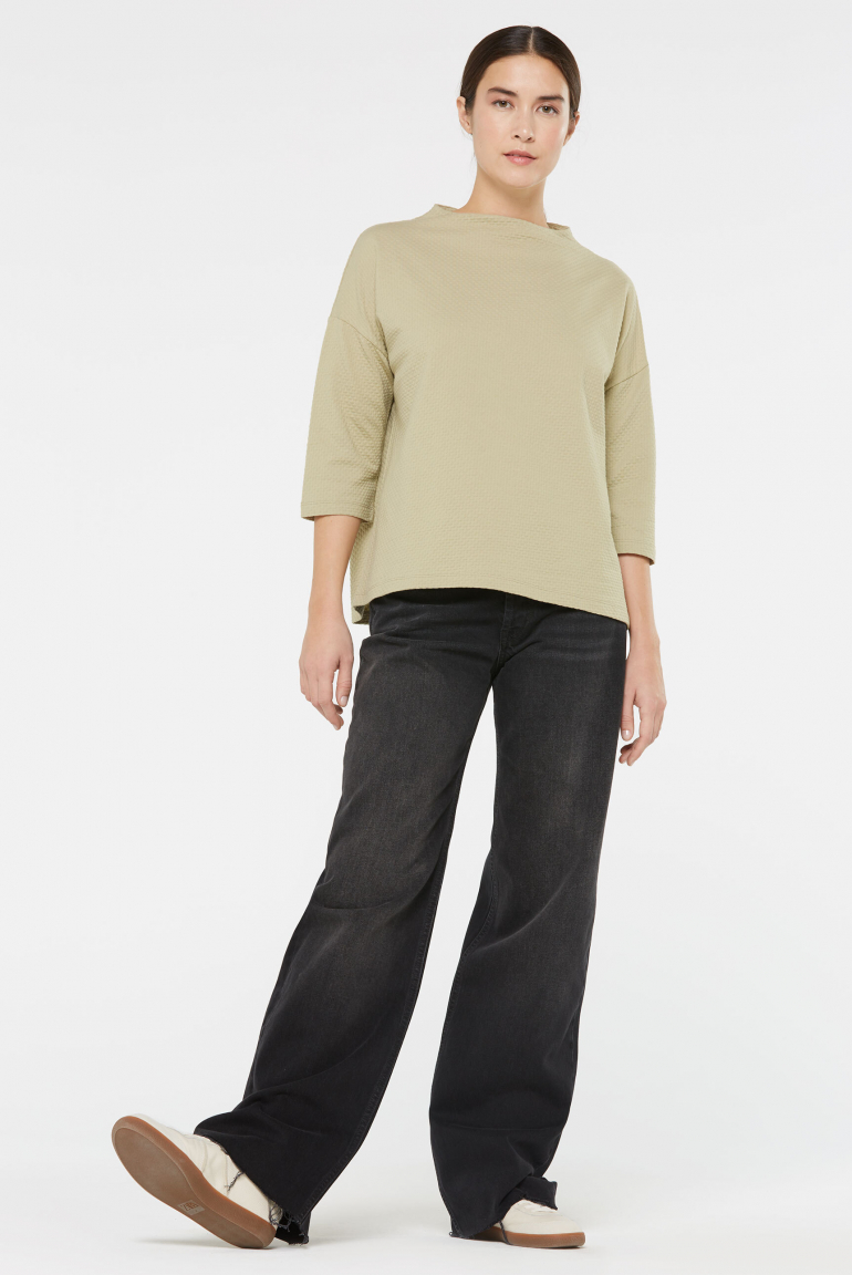 Strukturiertes Shirt TEE:GAN mit Mock-Kragen