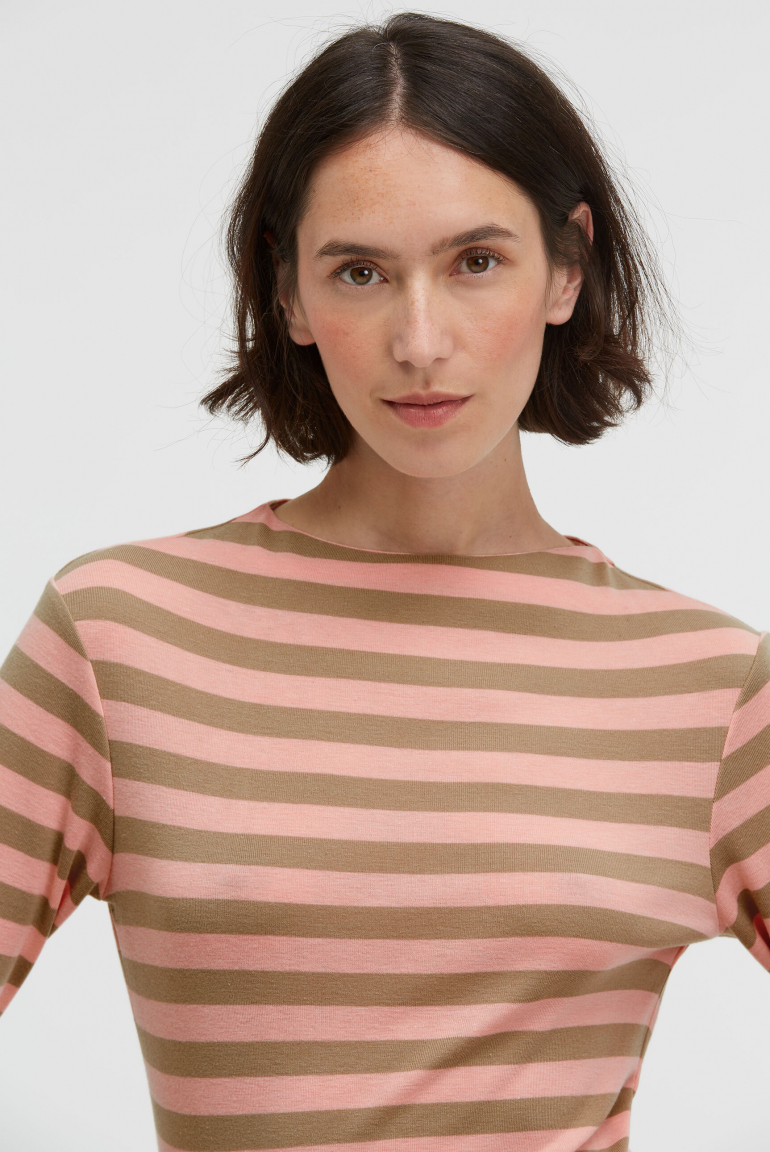 Gestreiftes Longsleeve TI:VOLI mit schmalem Mock-Kragen