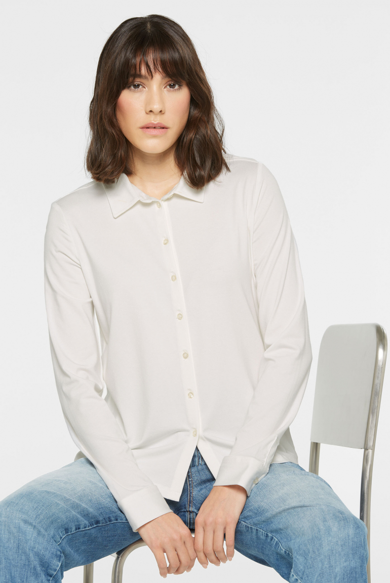 Jersey-Bluse mit Knopfleiste