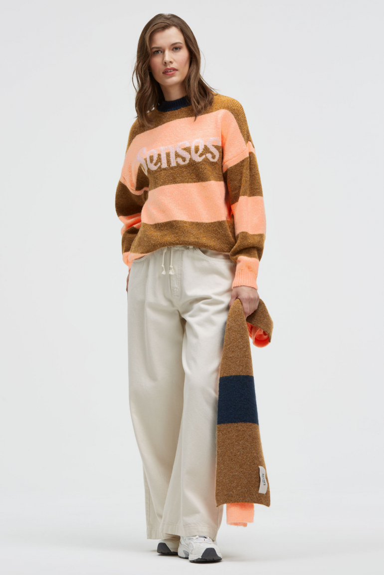 Pullover KA:MILE mit Streifenmuster und Intarsia-Design