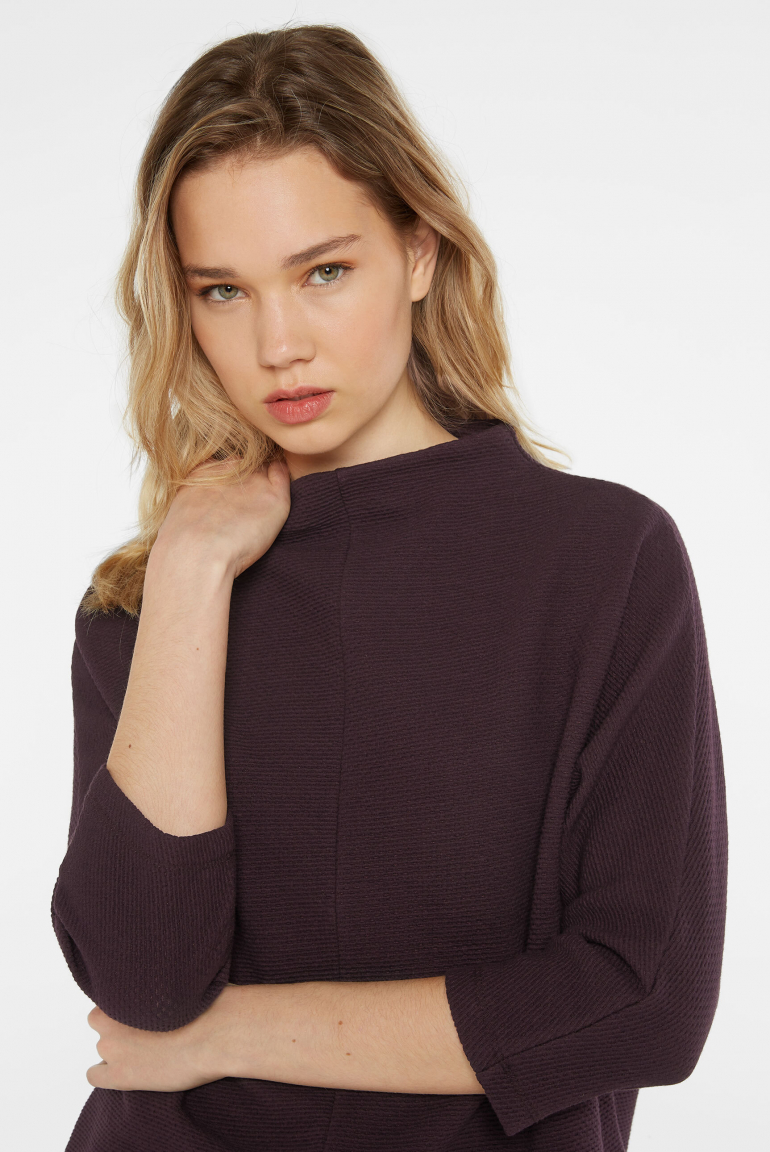 Strukturiertes Shirt mit Stehkragen