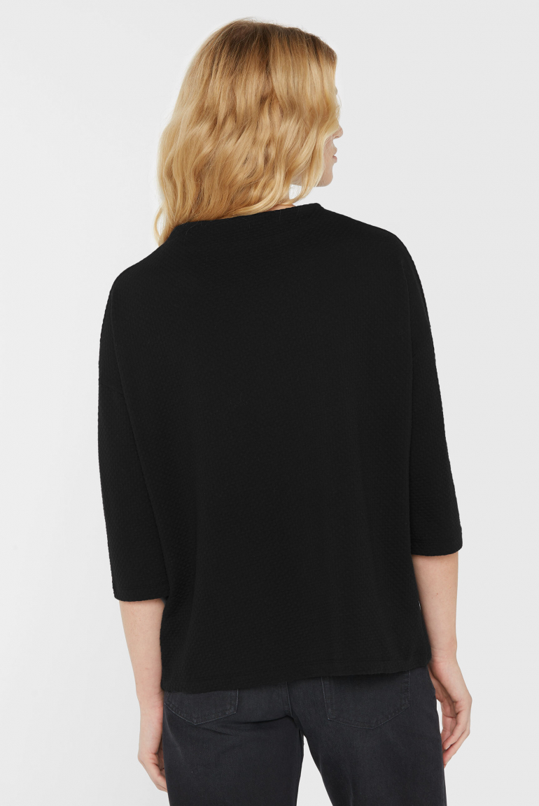 Strukturiertes Shirt TEE:GAN mit Mock-Kragen