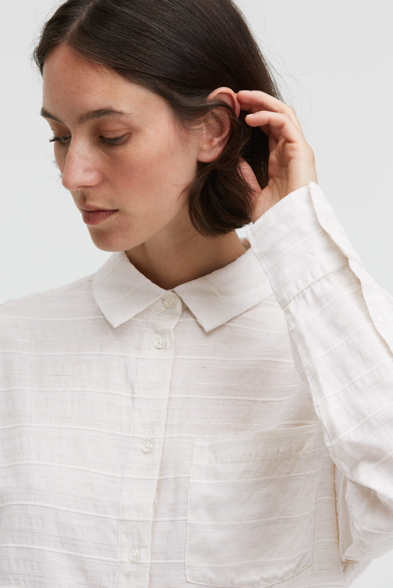 Boxy-Bluse BER:RY mit Web- und Lurexstreifen