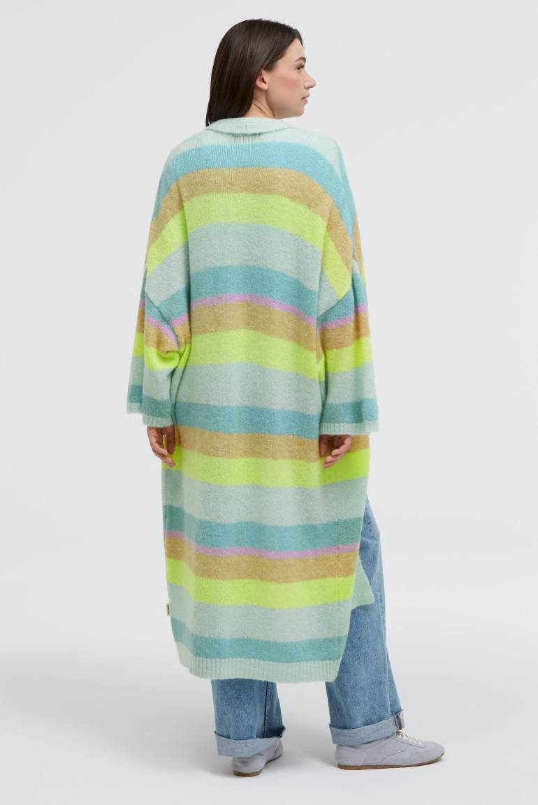 Bunt gestreifter Long Cardigan KAL:LIE mit weiten Ärmeln