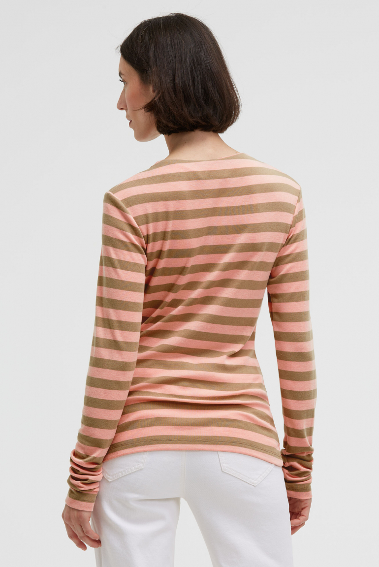 Gestreiftes Longsleeve TI:VOLI mit schmalem Mock-Kragen