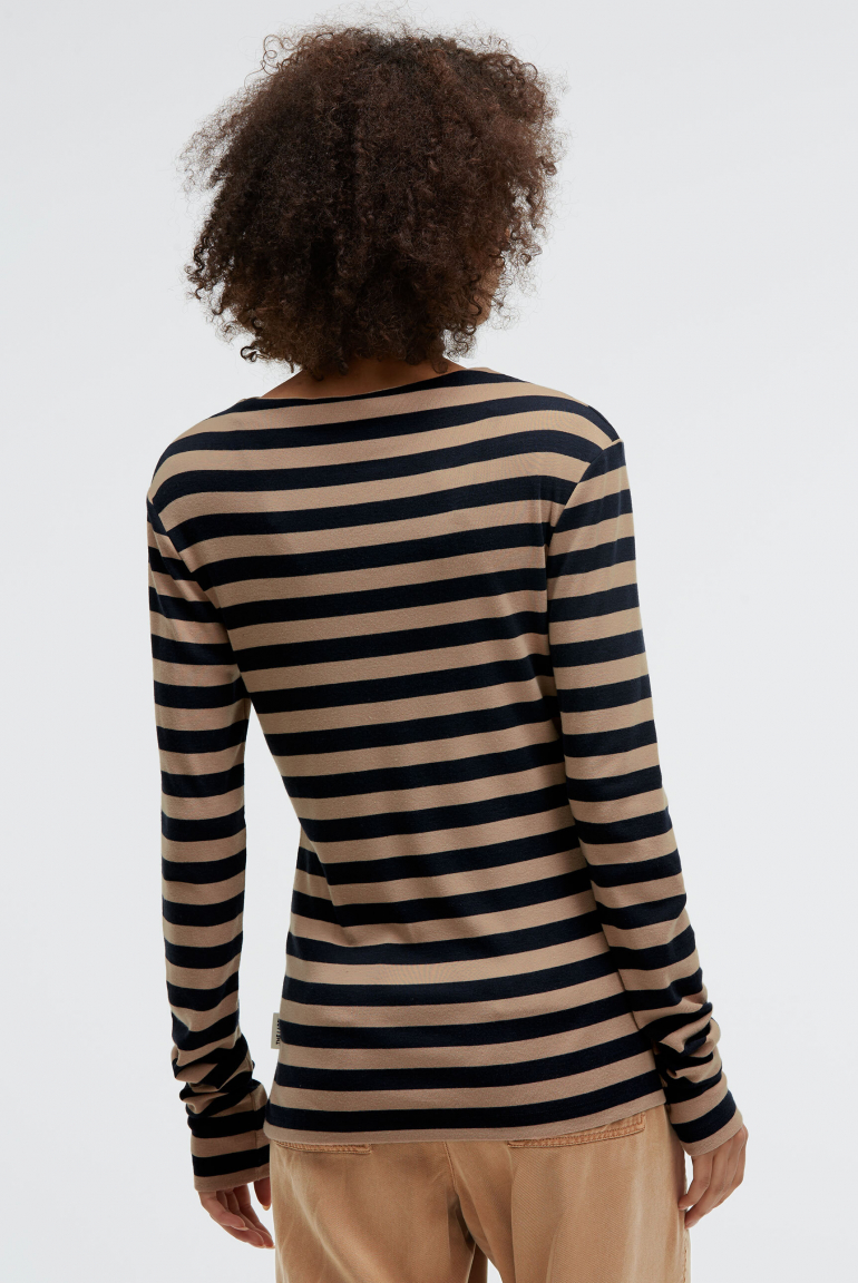 Gestreiftes Longsleeve TI:VOLI mit schmalem Mock-Kragen