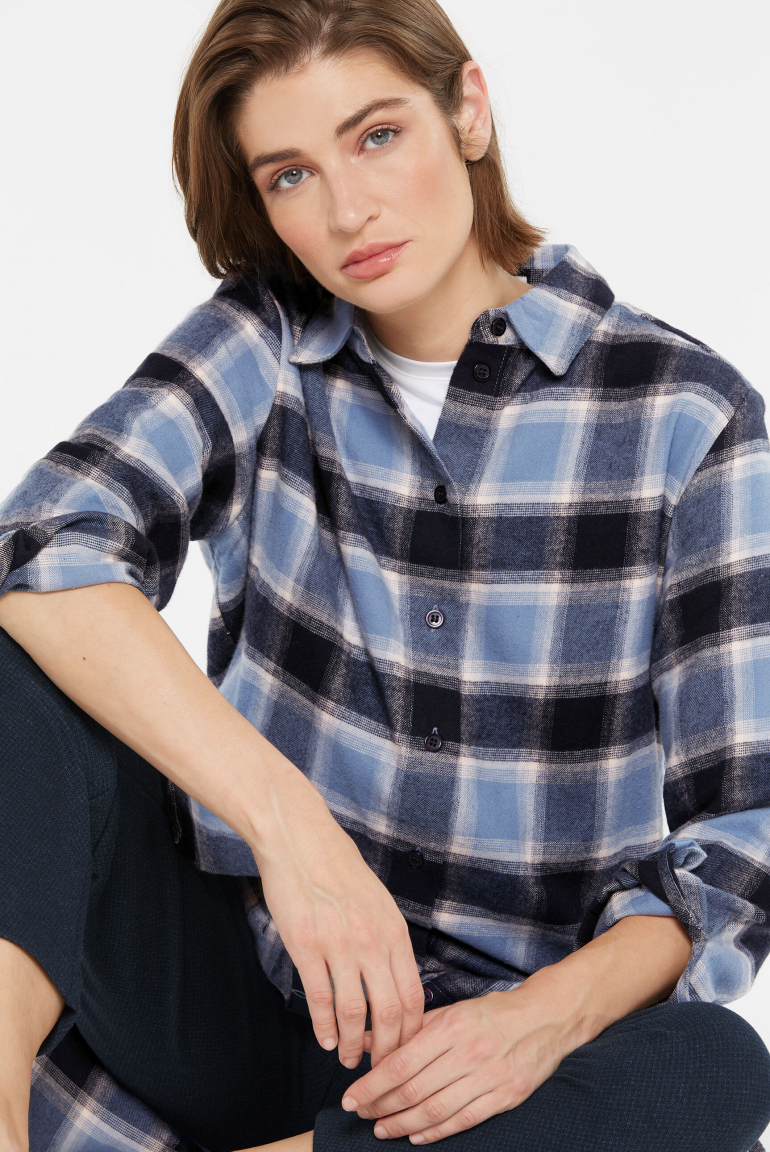 Kariertes Hemdblusenkleid aus Flanell