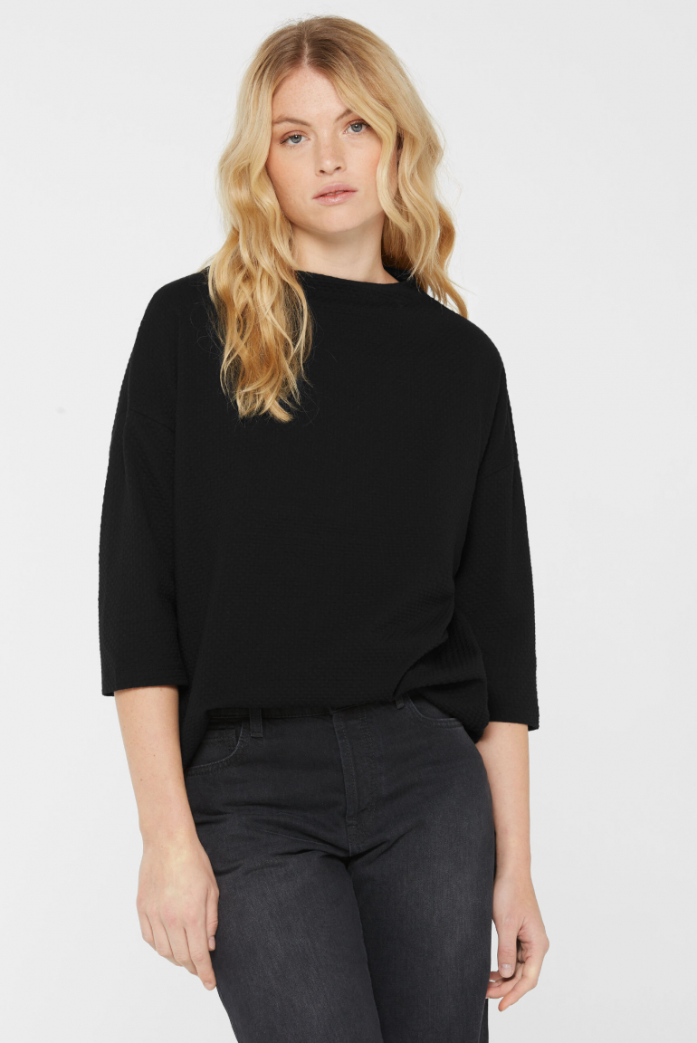 Strukturiertes Shirt TEE:GAN mit Mock-Kragen