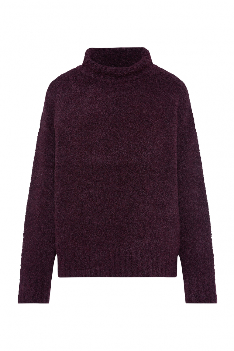 Bouclé-Pullover mit Stehkragen