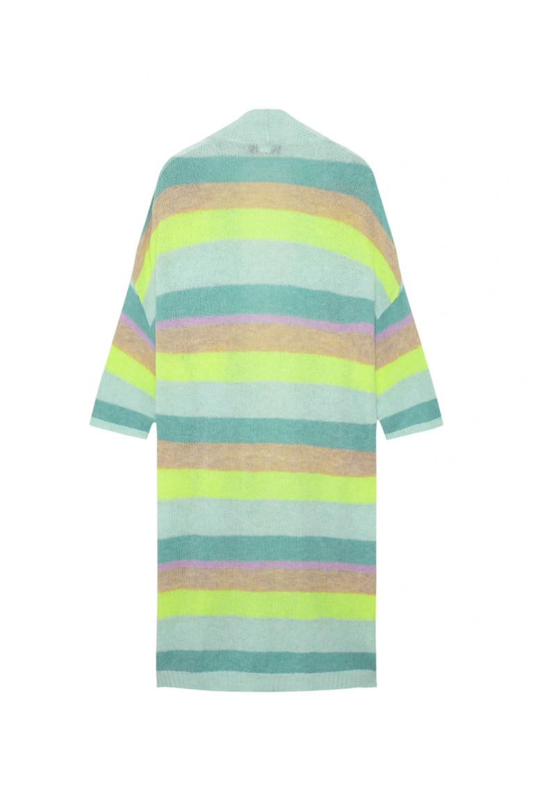 Bunt gestreifter Long Cardigan KAL:LIE mit weiten Ärmeln