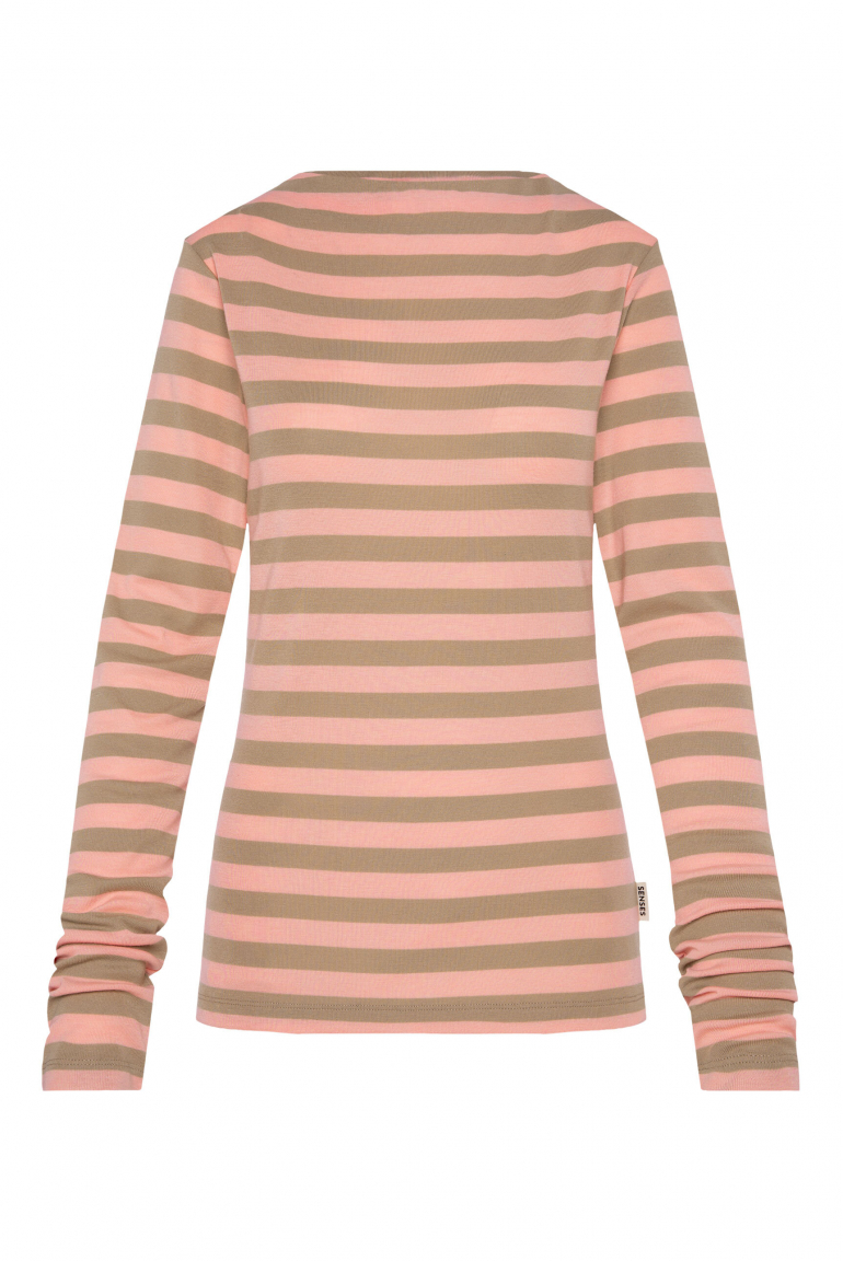 Gestreiftes Longsleeve TI:VOLI mit schmalem Mock-Kragen