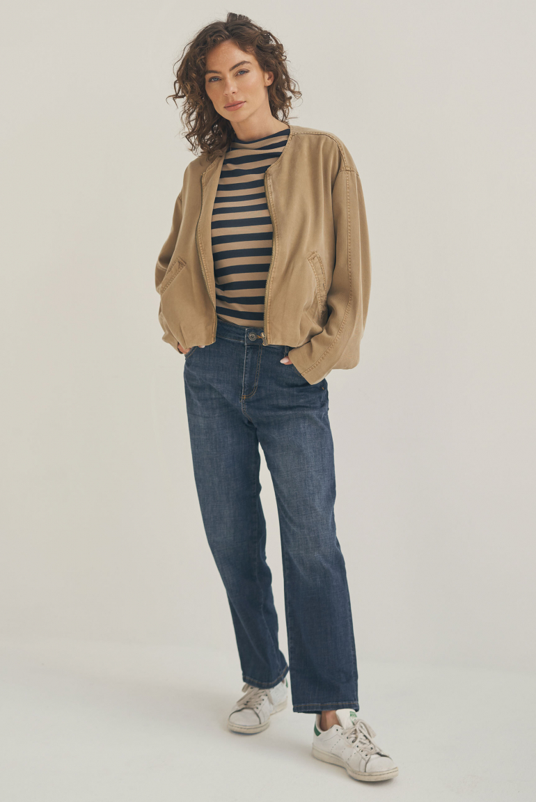 Gestreiftes Longsleeve TI:VOLI mit schmalem Mock-Kragen