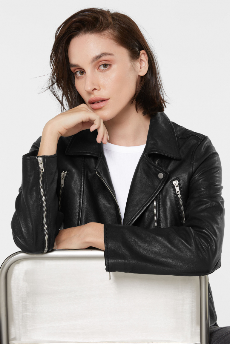 Jacket Tigha Biker Lederjacke Damen Outfit Graue Bikerjacke Biker