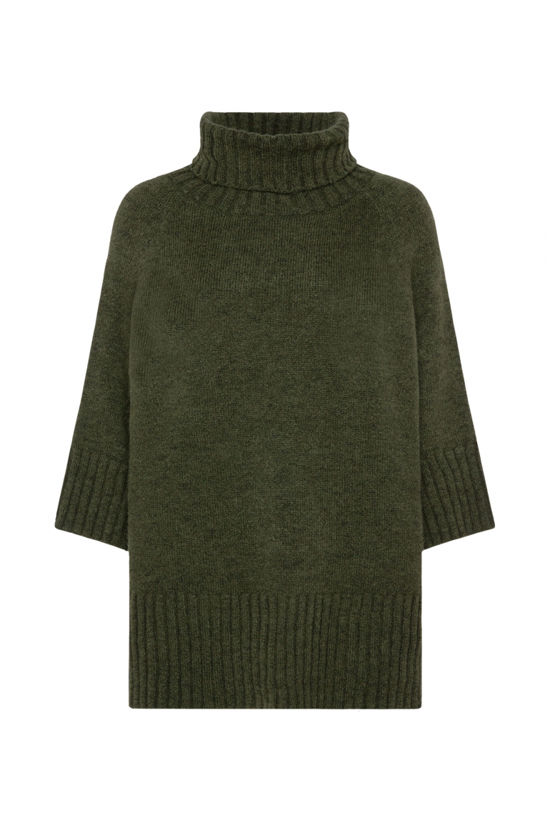 Rollkragenpullover mit verkürzten Ärmeln