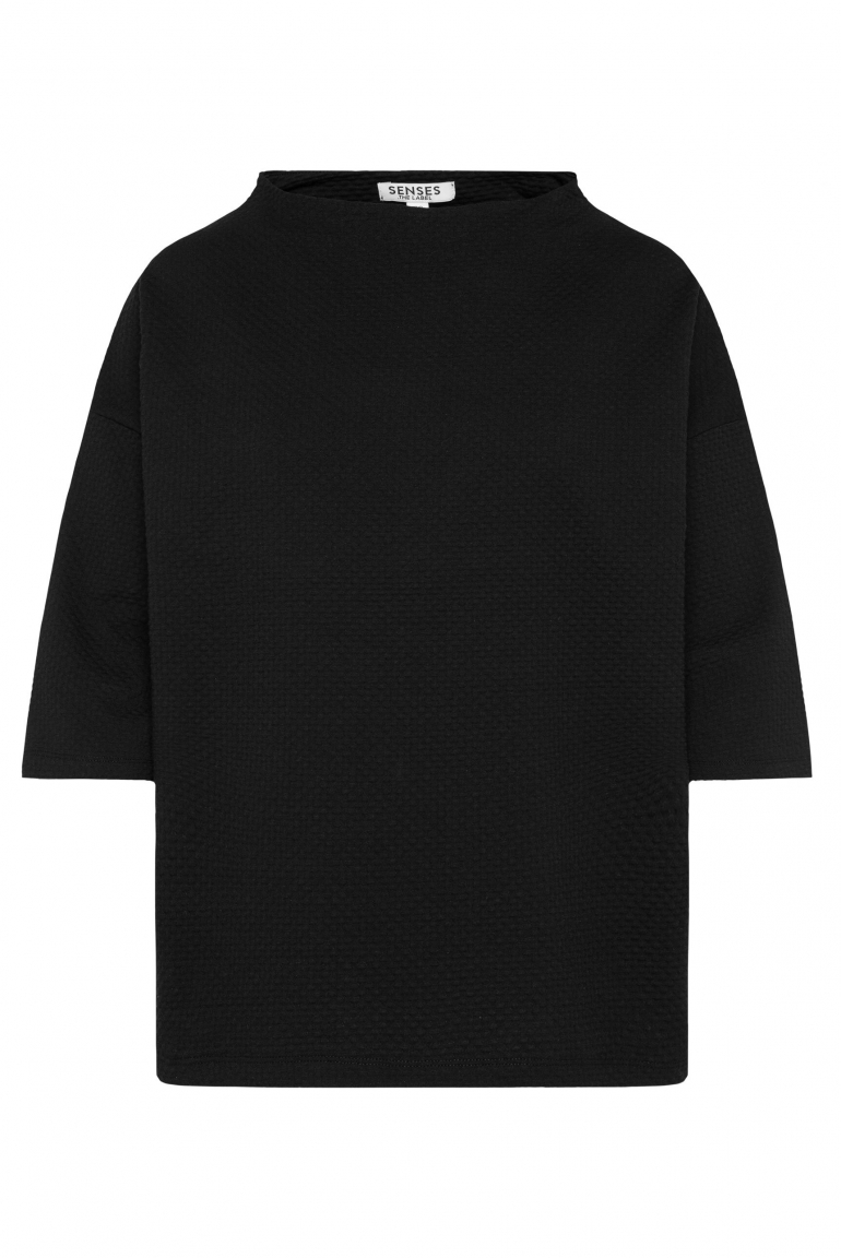 Strukturiertes Shirt TEE:GAN mit Mock-Kragen