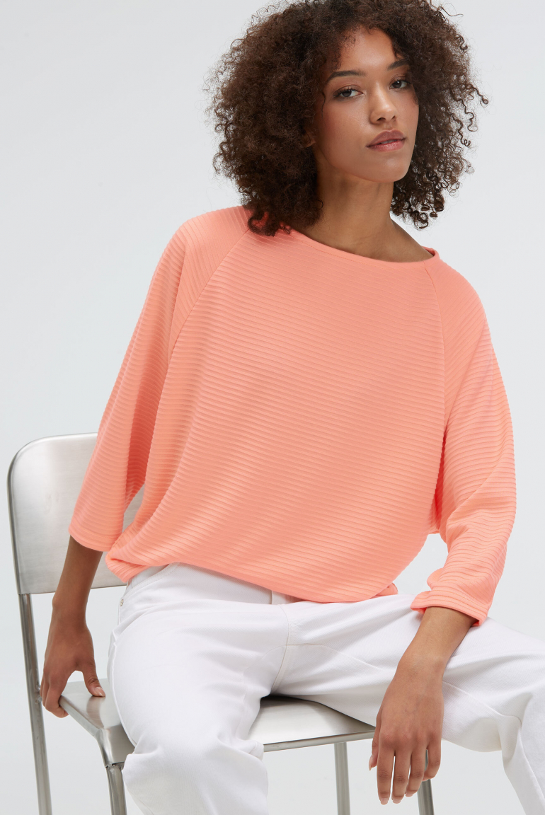 Sweatshirt SPA:CE mit verkürzten Raglanärmeln und Strukturstreifen