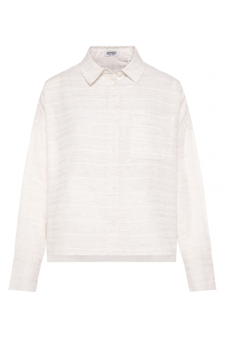 Boxy-Bluse BER:RY mit Web- und Lurexstreifen cotton white