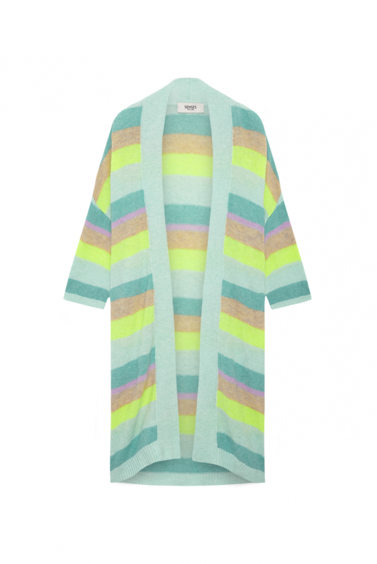 Bunt gestreifter Long Cardigan KAL:LIE mit weiten Ärmeln