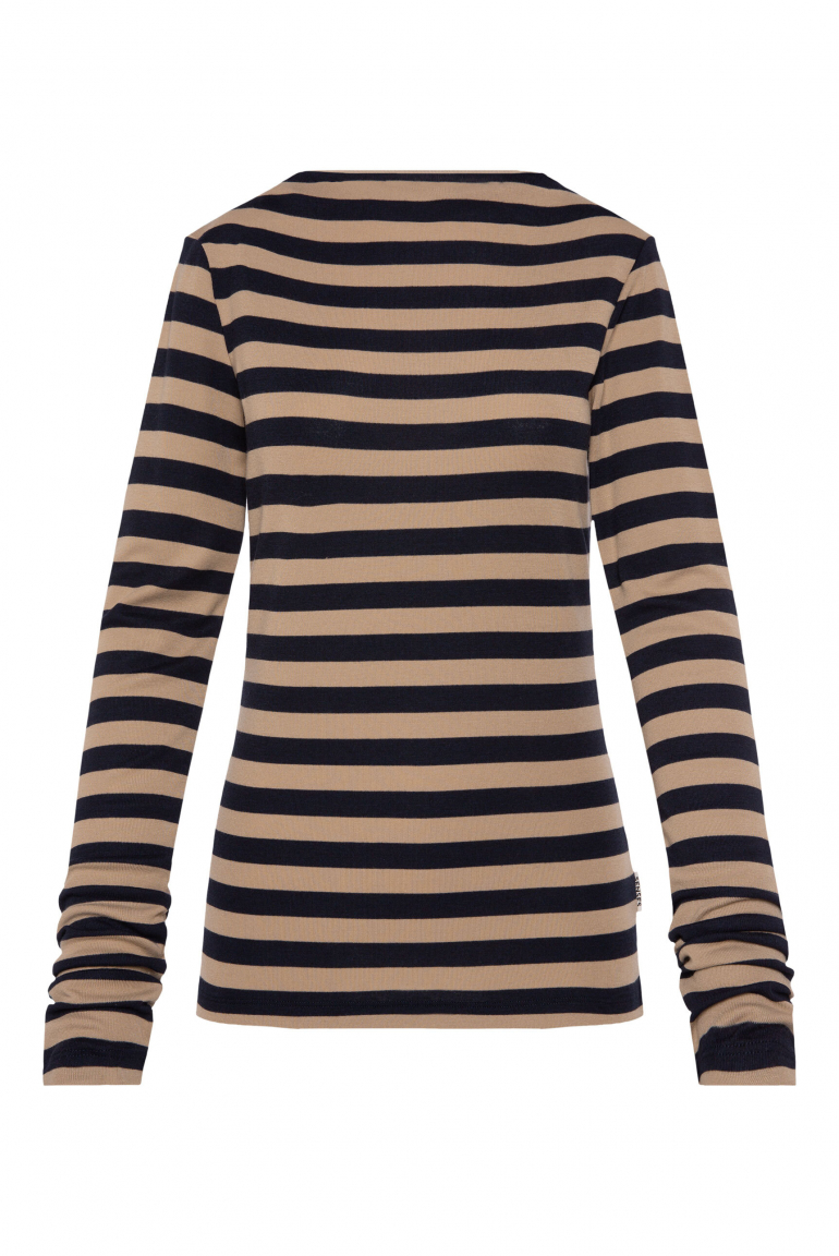 Gestreiftes Longsleeve TI:VOLI mit schmalem Mock-Kragen