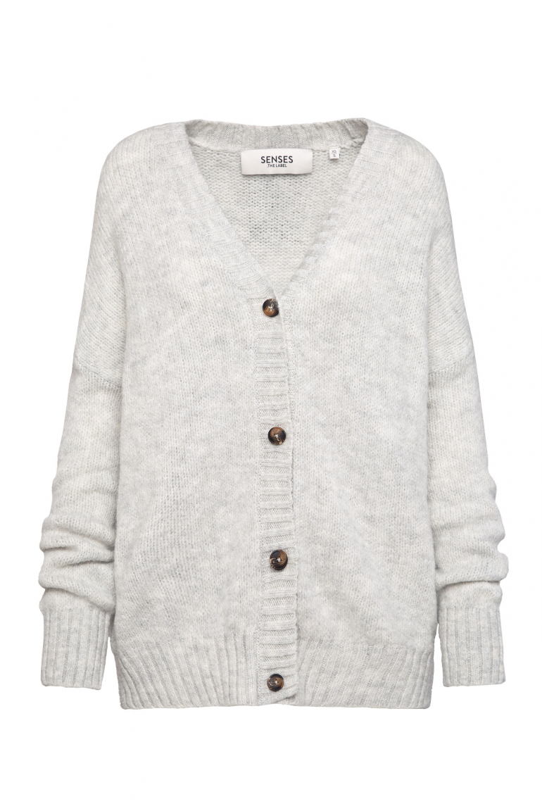 Melierter Oversized Cardigan KO:FU mit V-Ausschnitt cozy grey melange
